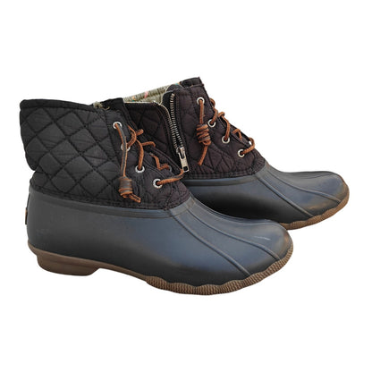 Black Saltwater Quilted Duck Boots