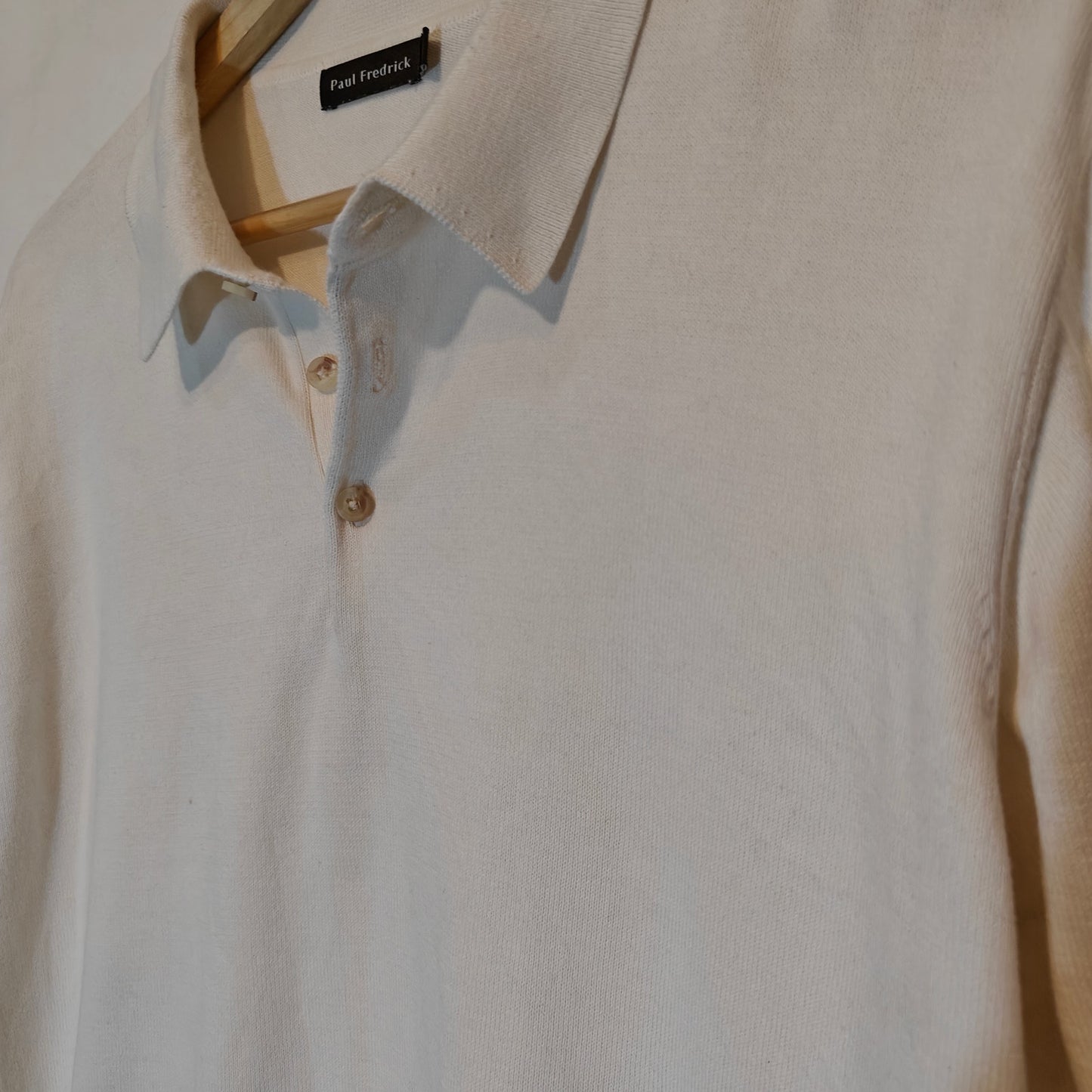 Cream Knit Short Sleeve Polo Shirt