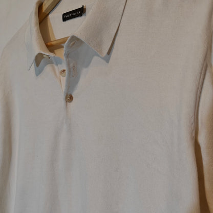 Cream Knit Short Sleeve Polo Shirt