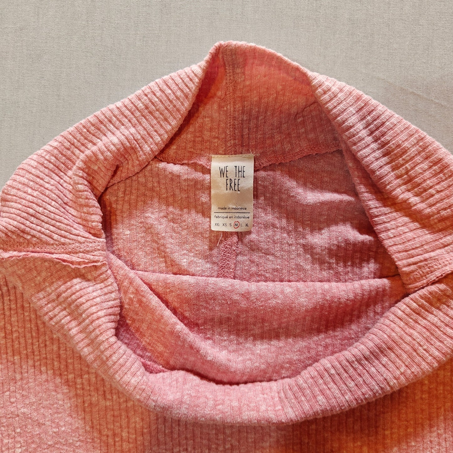 Pink Ribbed Cowl Neck Long-Sleeve Thermal Top