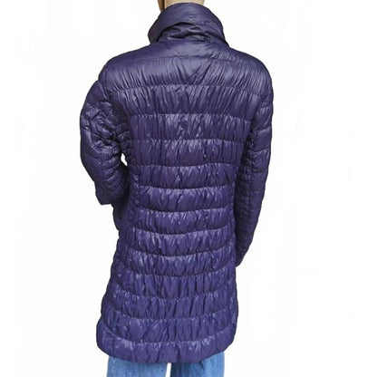 Gray/Purple Reversible Quilted Long Puffer Coat