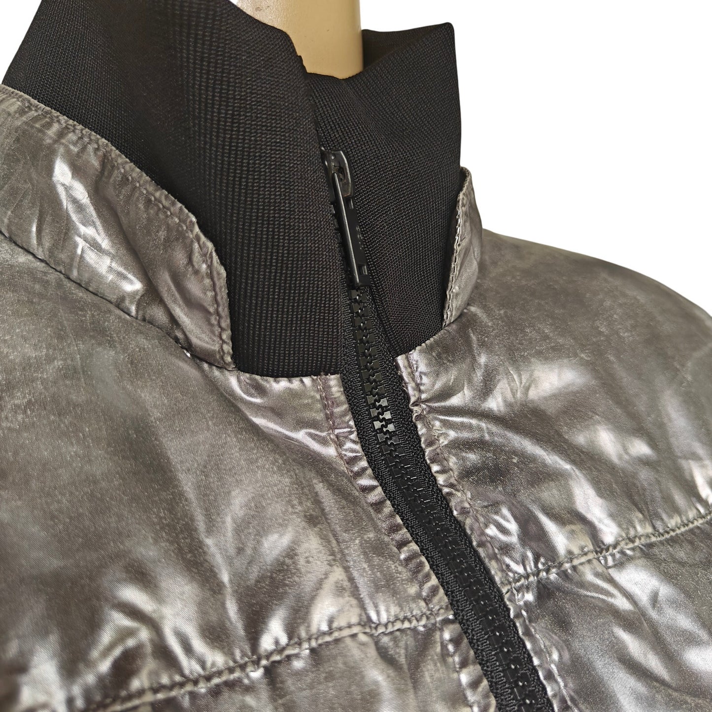 Metallic Silver Puffer Jacket