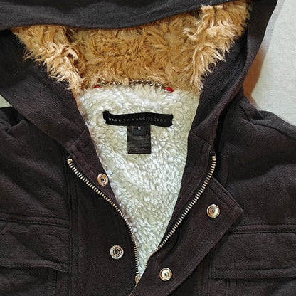 Black Sherpa-Lined Hooded Jacket