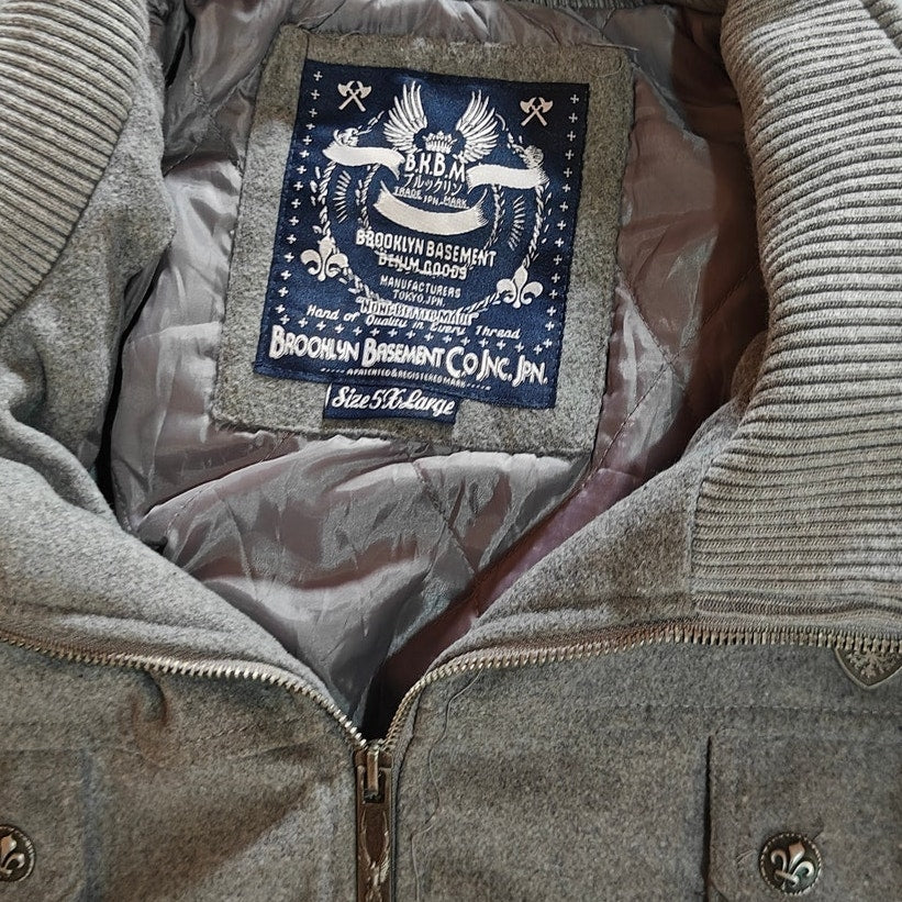 Gray Wool Blend Hooded Jacket