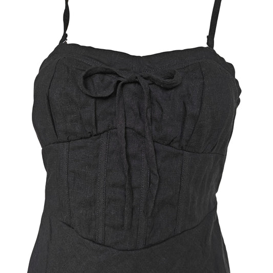 Black Cottagecore Midi Dress