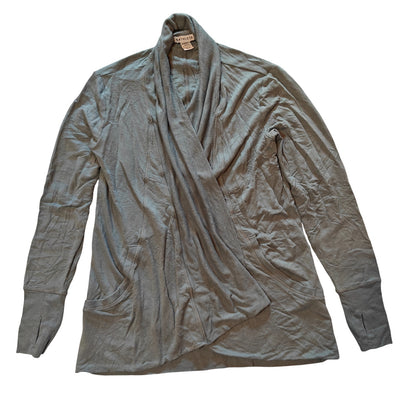 Gray Green Open Front Cardigan