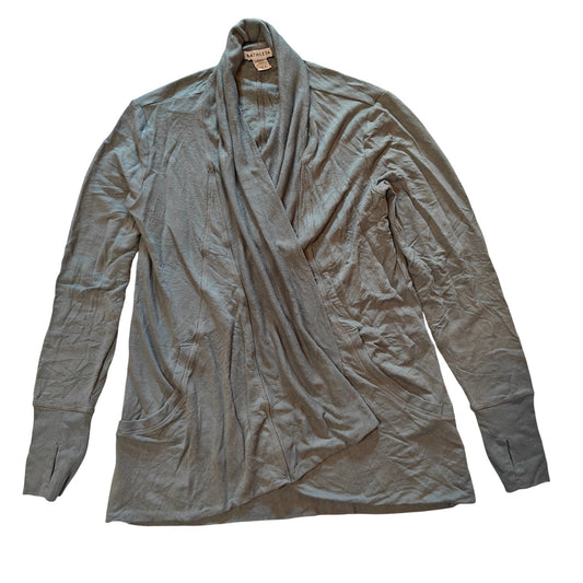 Gray Green Open Front Cardigan