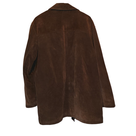 Vintage Brown Suede Leather Car Coat
