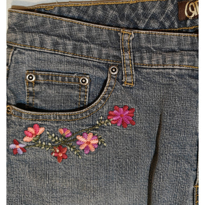 Floral Embroidered Bootcut Jeans