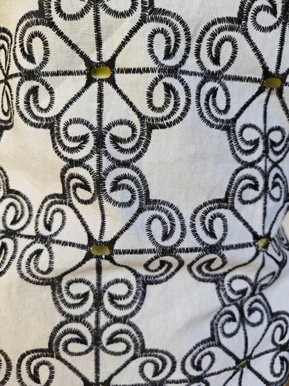 Black and White Linen Blend Sheath Dress