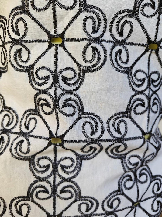 Black and White Linen Blend Sheath Dress