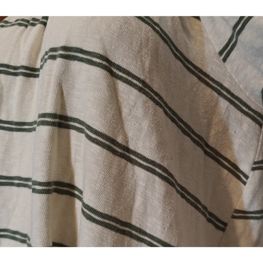 Cream Striped Off The Shoulder Dress