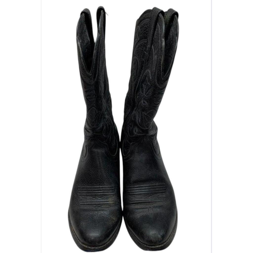 Black Leather Western Cowboy Boots