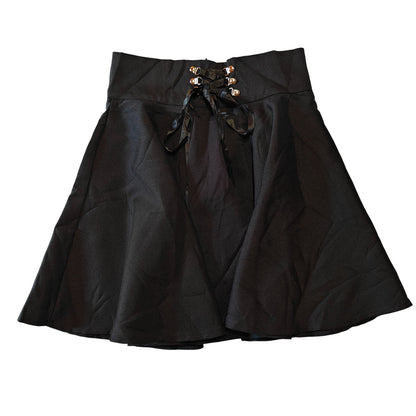 Lace Up High Waist A-Line Skater Skirt