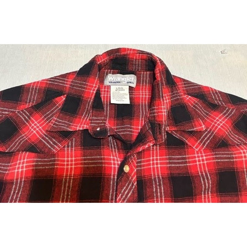 Red and Black Plaid Snap Button Flannel Shirt