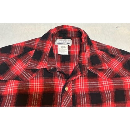 Red and Black Plaid Snap Button Flannel Shirt
