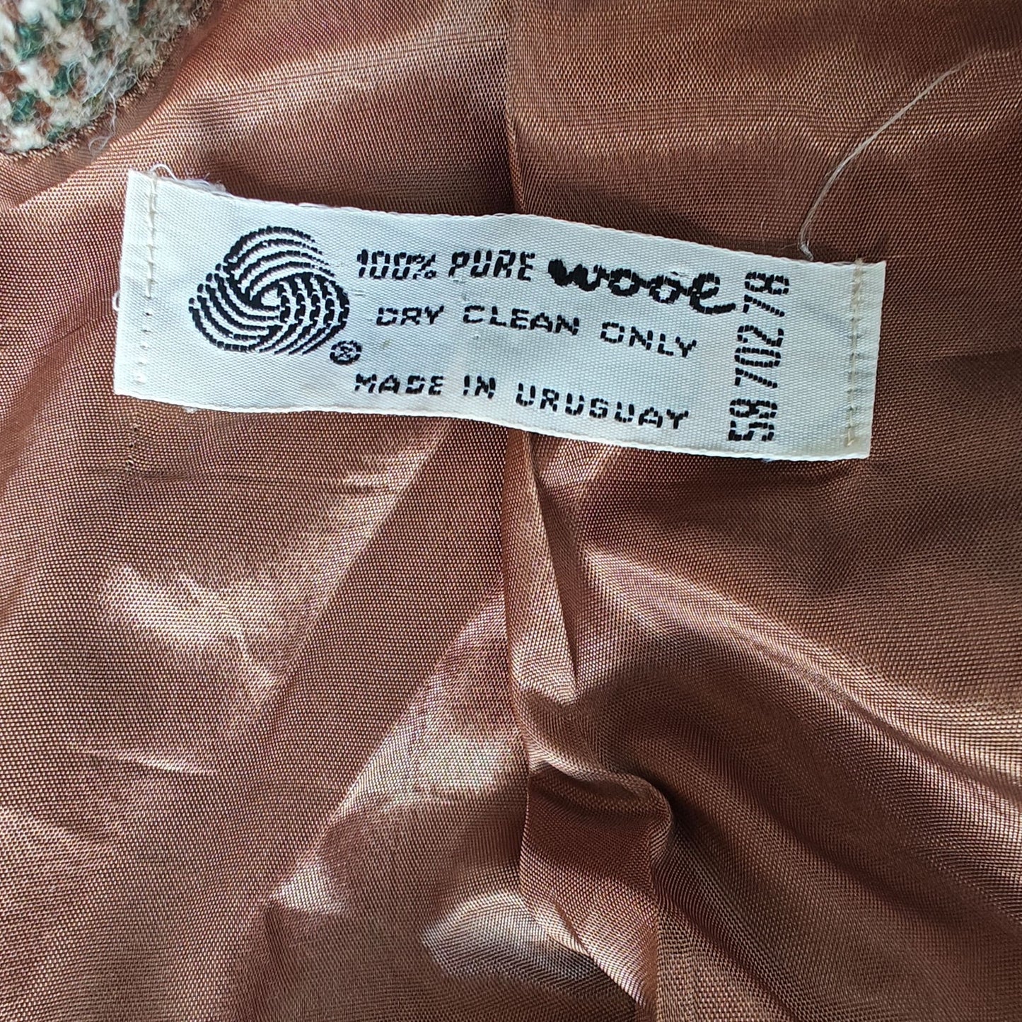 Vintage 70s Wool Tweed Jacket Made in Uruguay