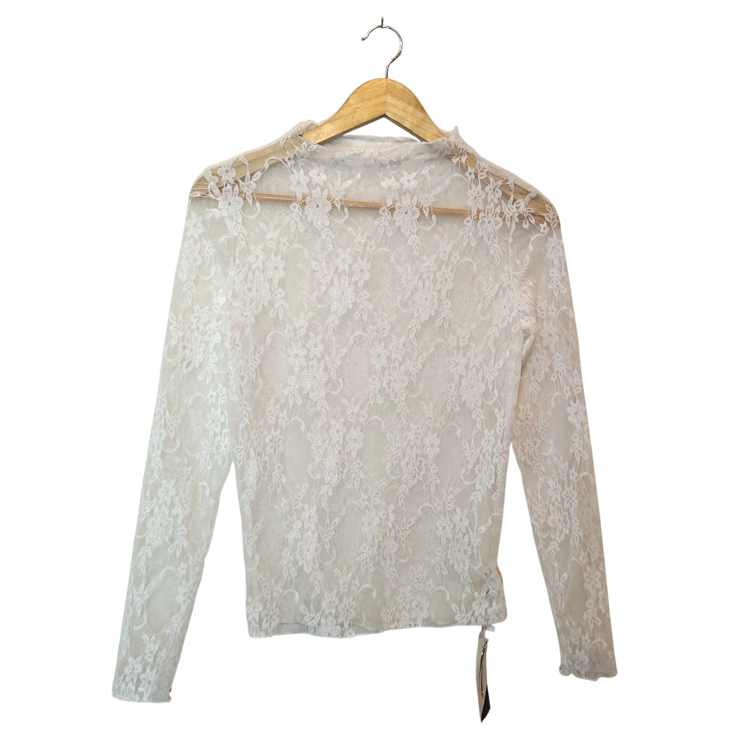 White Lace Sheer Long Sleeve Top
