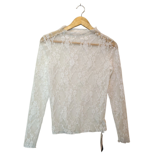 White Lace Sheer Long Sleeve Top