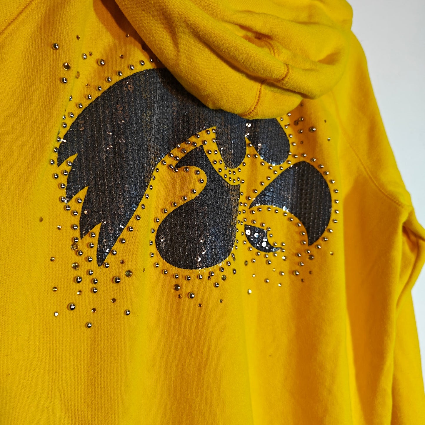Yellow Iowa Hawkeyes Zip-Up Hoodie With Rhinestone Logo