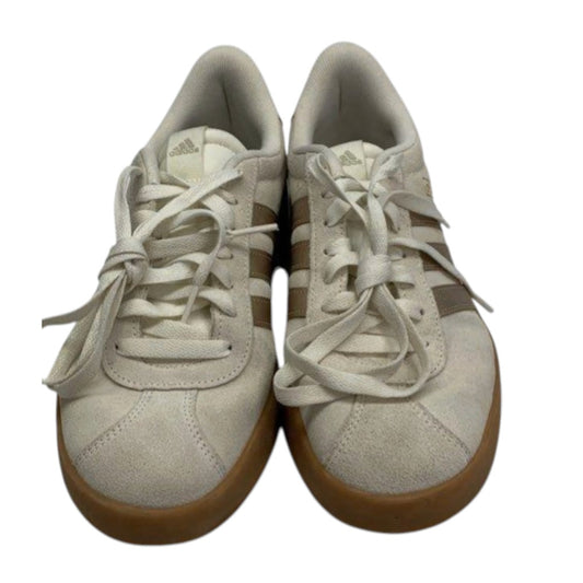 White/Gold Suede Sneakers with Gum Sole