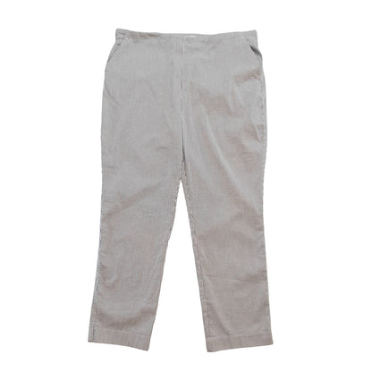Seersucker Blue and White Striped Ankle Pants