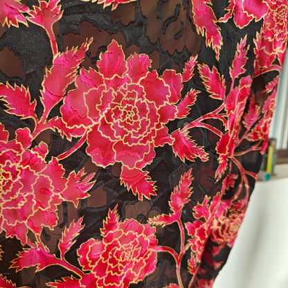 Black and Red Sheer Floral Nightgown