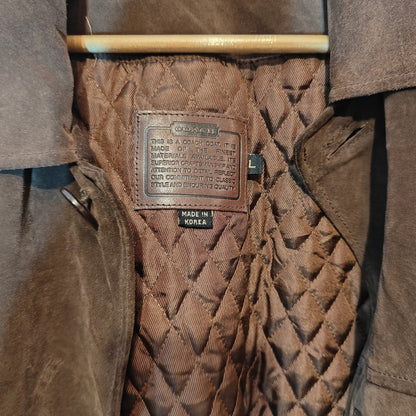 Vintage Brown Suede Leather Car Coat