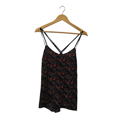Black Floral Spaghetti Strap Tank Top
