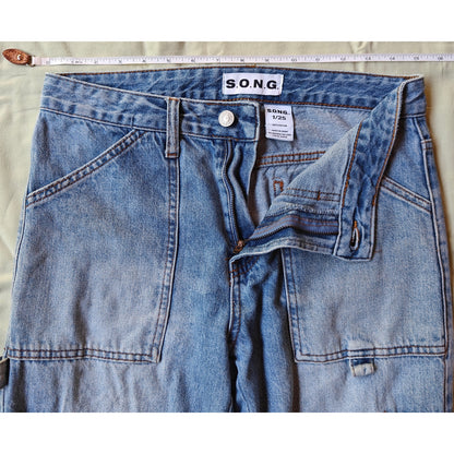 Light Wash Carpenter Jeans With Cargo Pockets