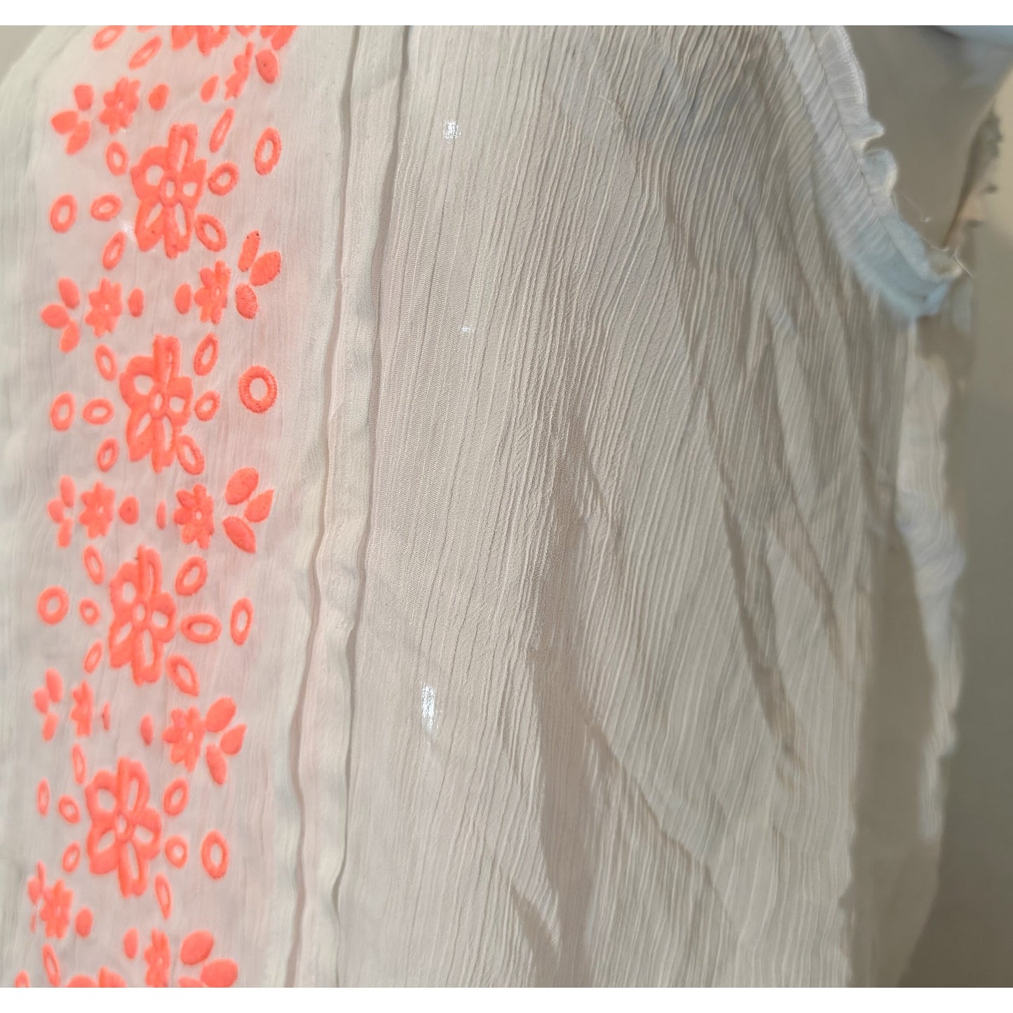 Sheer Tank Top With Neon Floral Embroidery