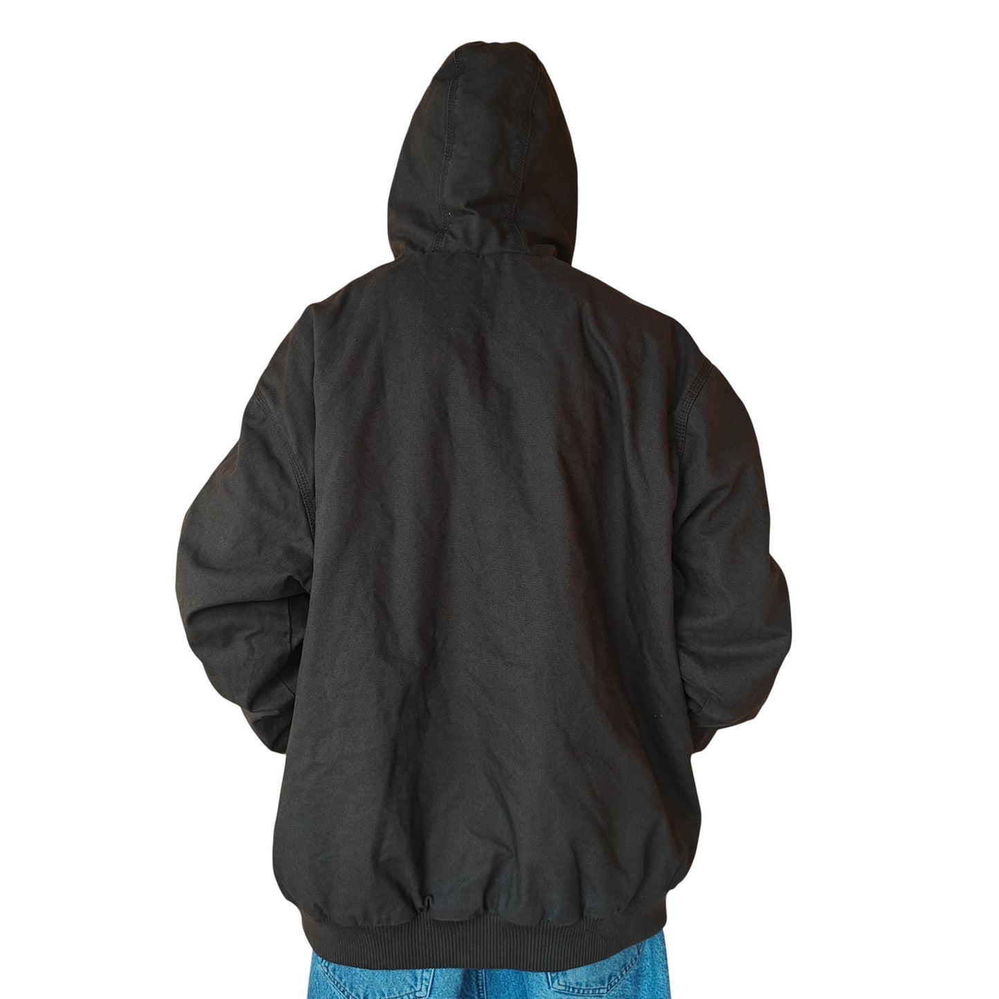 Brown Hooded and Quilted Workwear Jacket