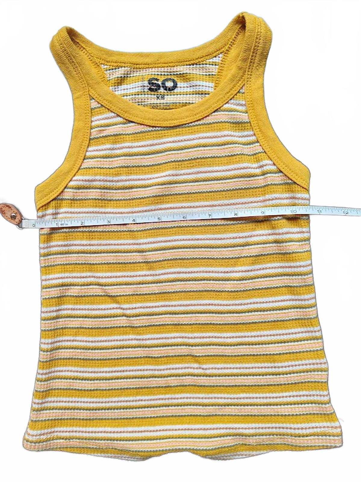 Yellow and White Striped Ribbed Tank Top