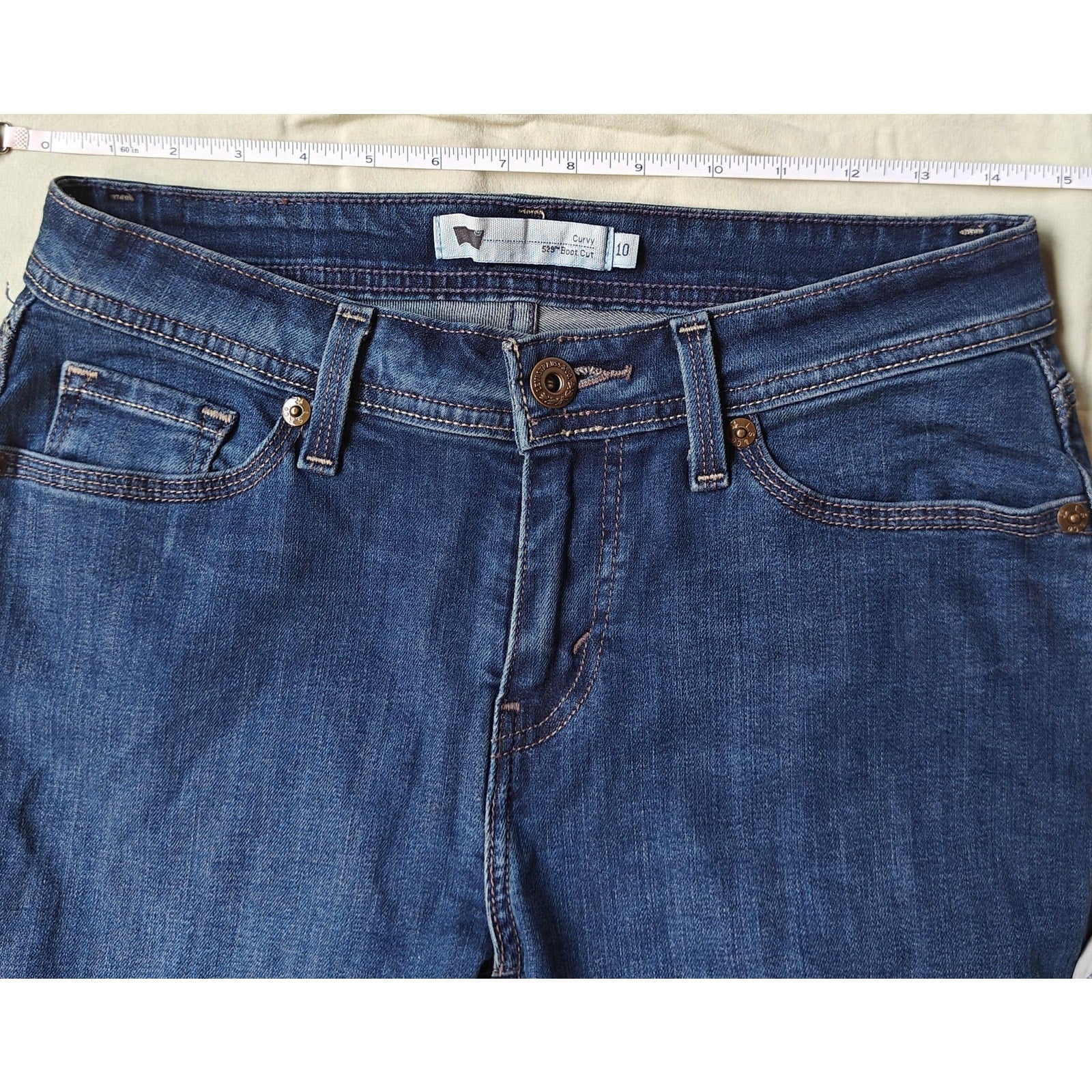 529 Medium Wash Curvy Bootcut Jeans Size 10