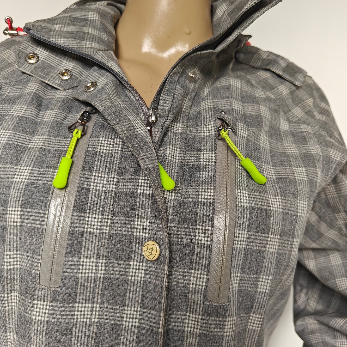 Gray Plaid Softshell Equestrian Field Jacket