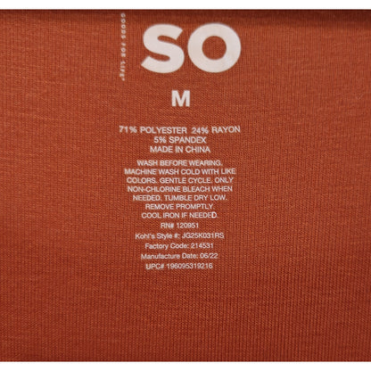 Orange Square Neck Long Sleeve Top