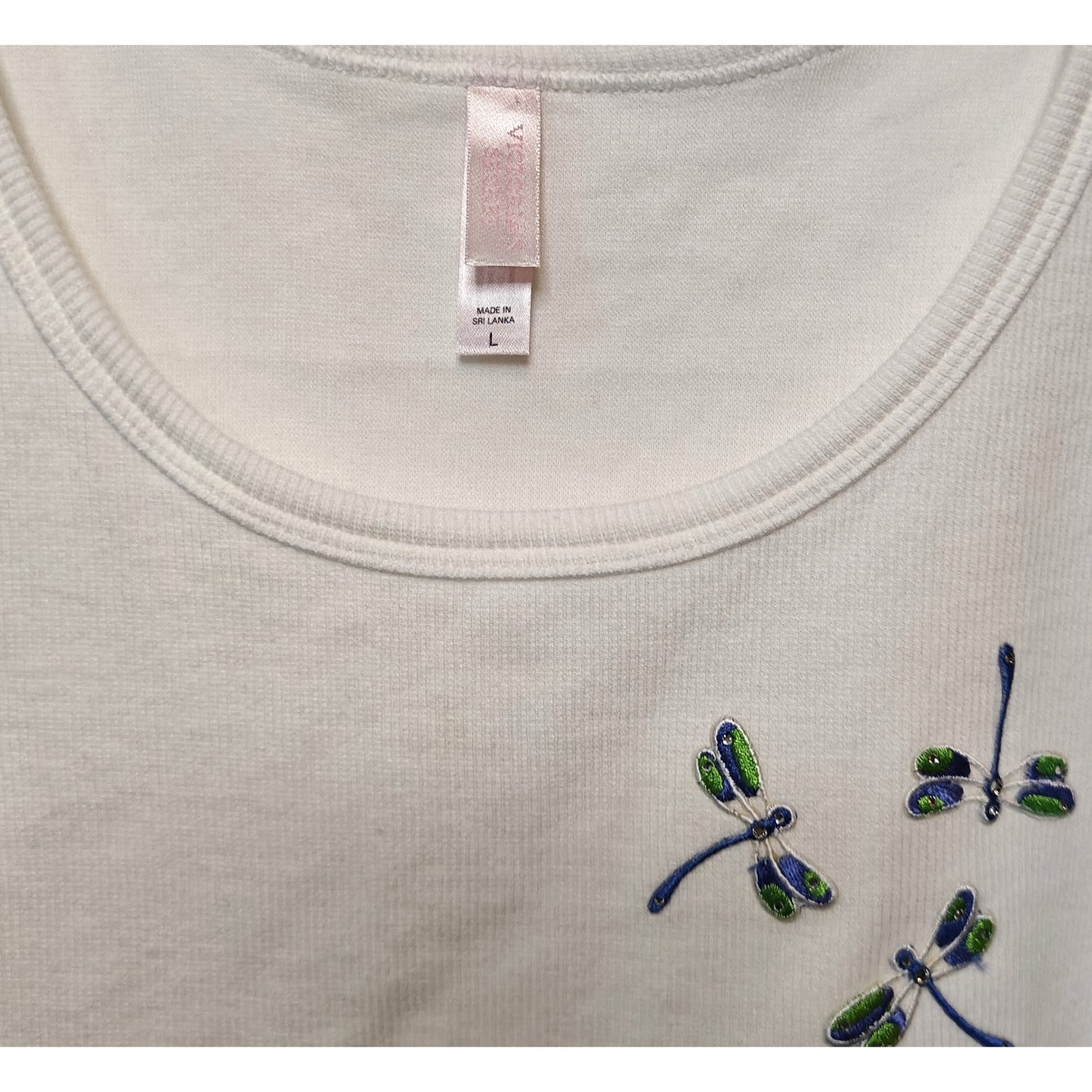 White Ribbed Dragonfly Tank Top