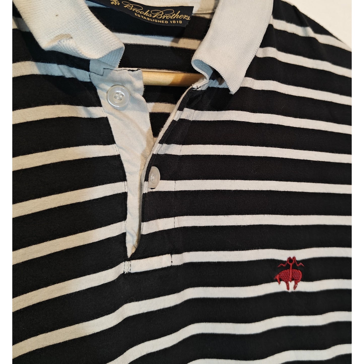 Navy and White Stripe Polo Shirt