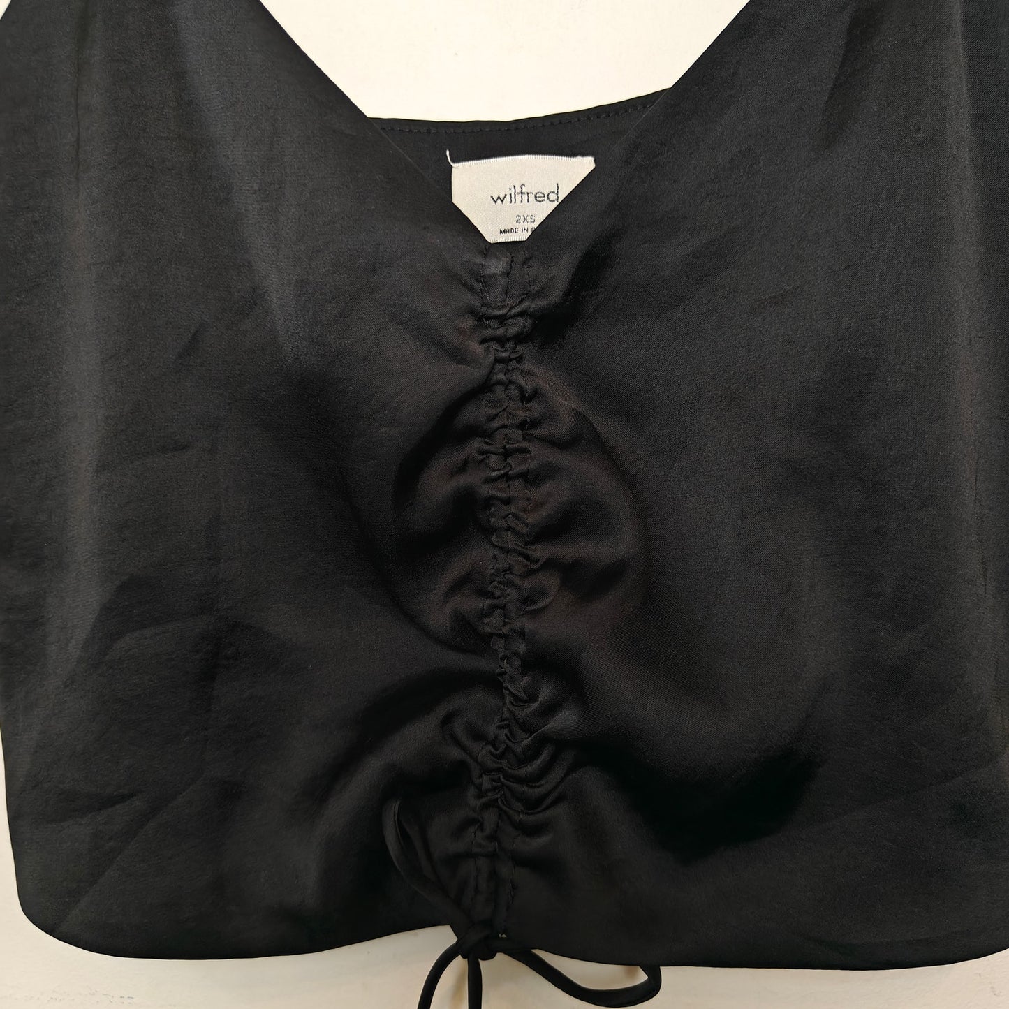 Black Ruched Satin Cami Top