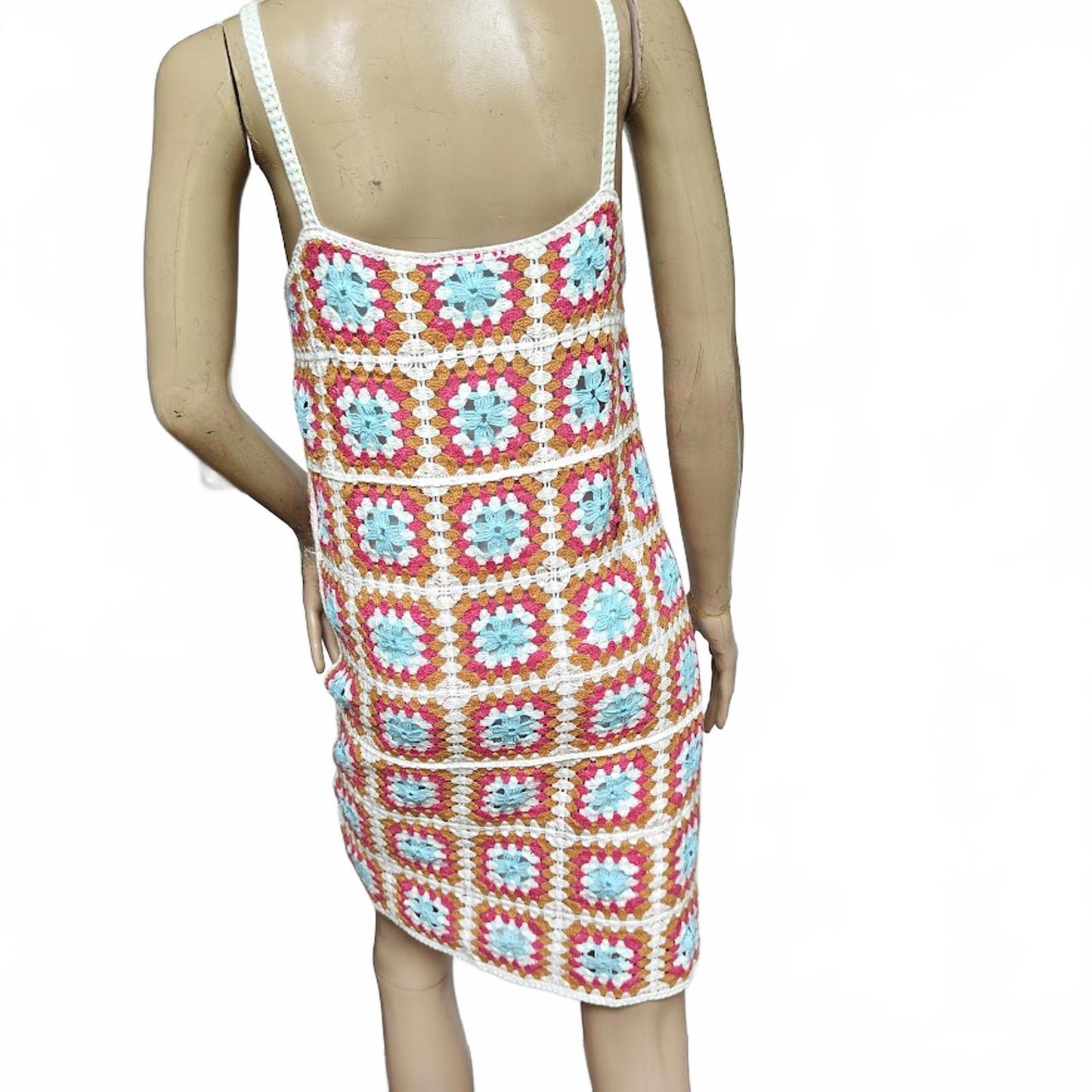 Crochet Granny Square Knit Midi Dress