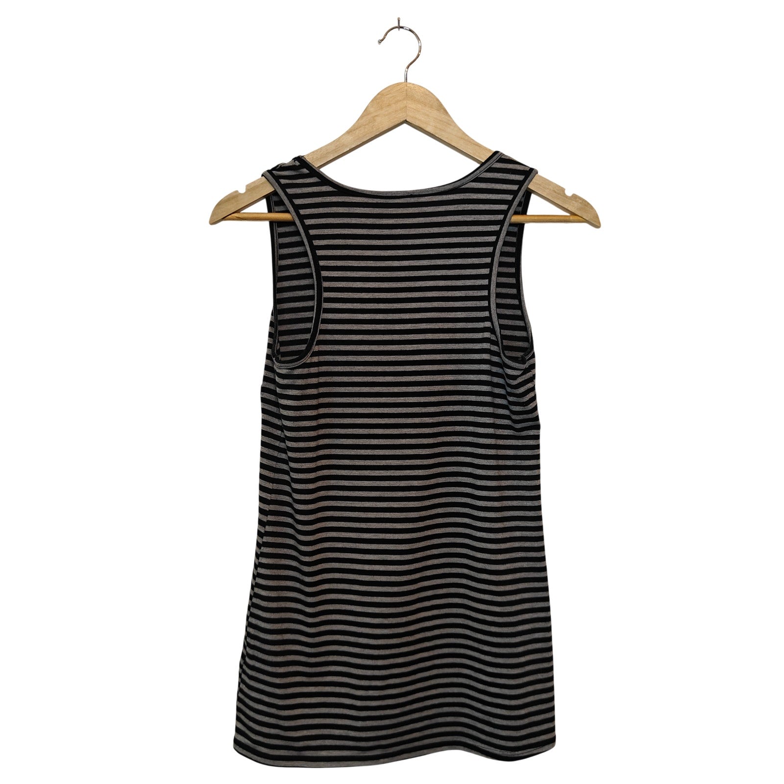 Black and Gray Striped Tank Top with Zip Pocket