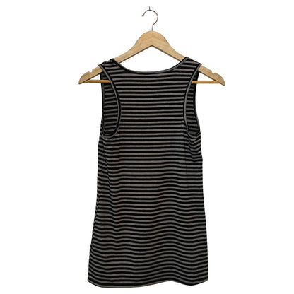 Black and Gray Striped Tank Top with Zip Pocket