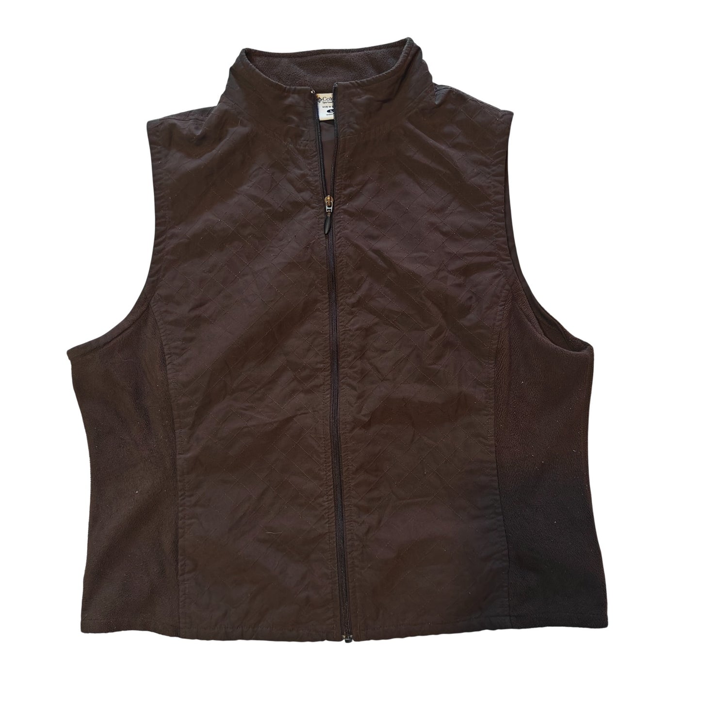 Brown Quilted Zip-Up Vest