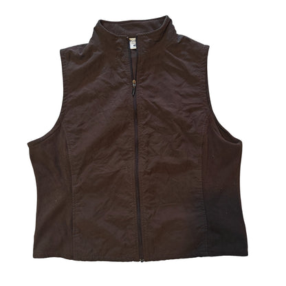 Brown Quilted Zip-Up Vest