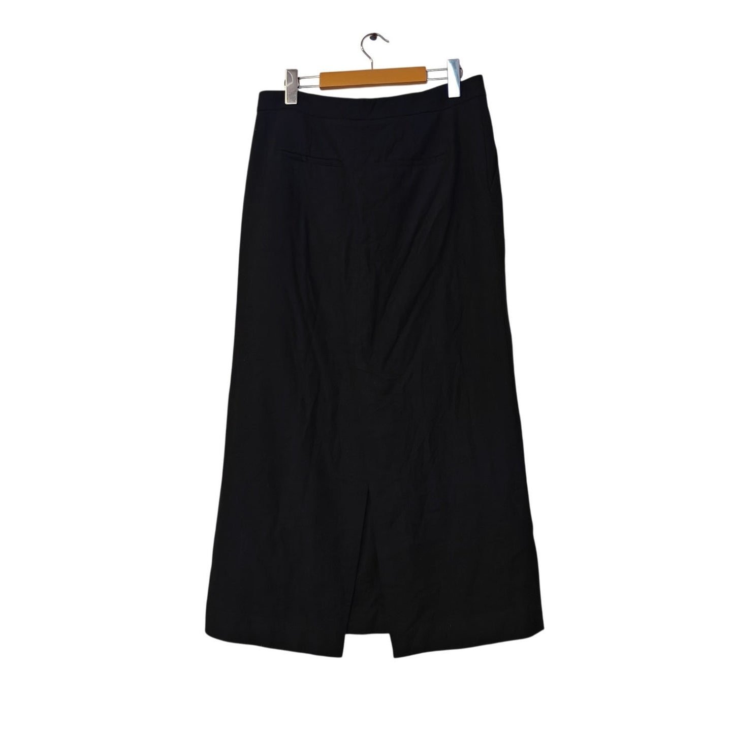 Black Midi Wool Blend Pencil Skirt