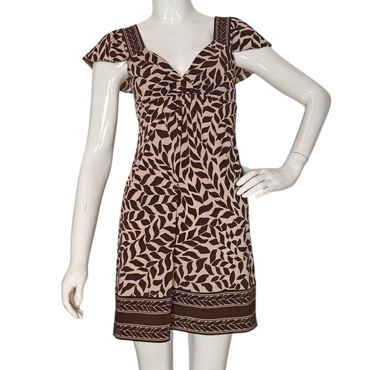Brown Print Off the Shoulder Mini Dress