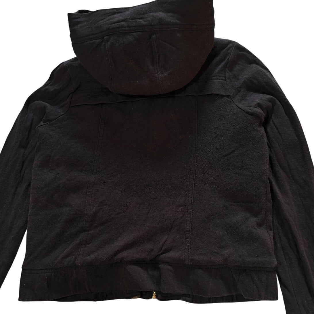 Black Sherpa-Lined Hooded Jacket
