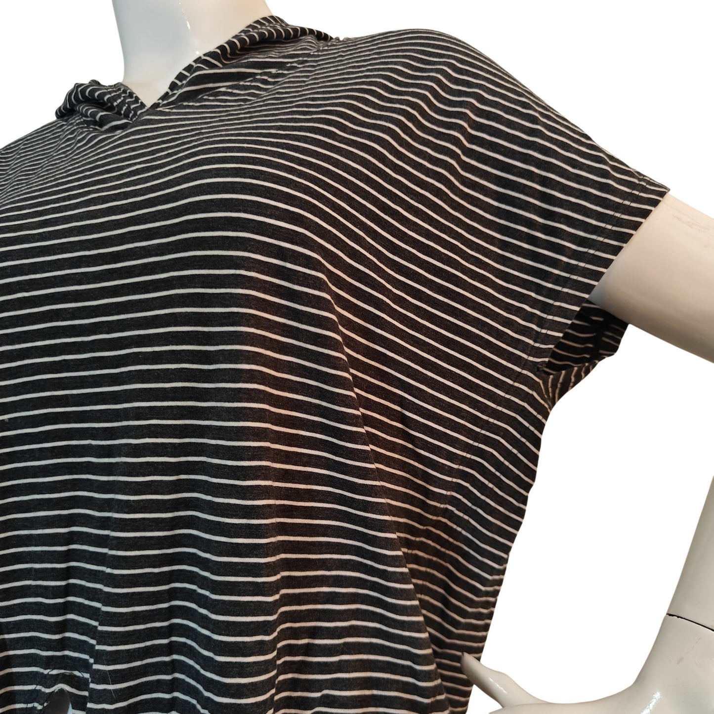 Striped Hooded Short Sleeve Top