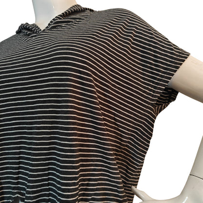 Striped Hooded Short Sleeve Top