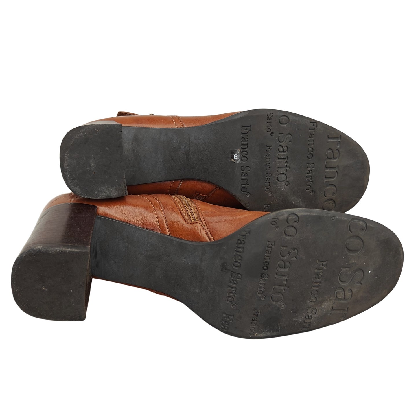 Brown Leather Ankle Boots With Block Heel